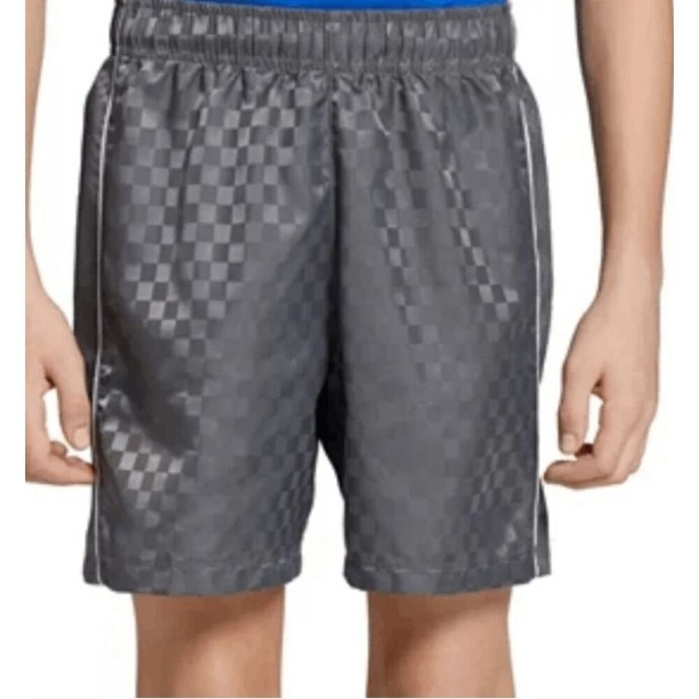 DSG Youth L Gray Woven Checkered Soccer Shorts